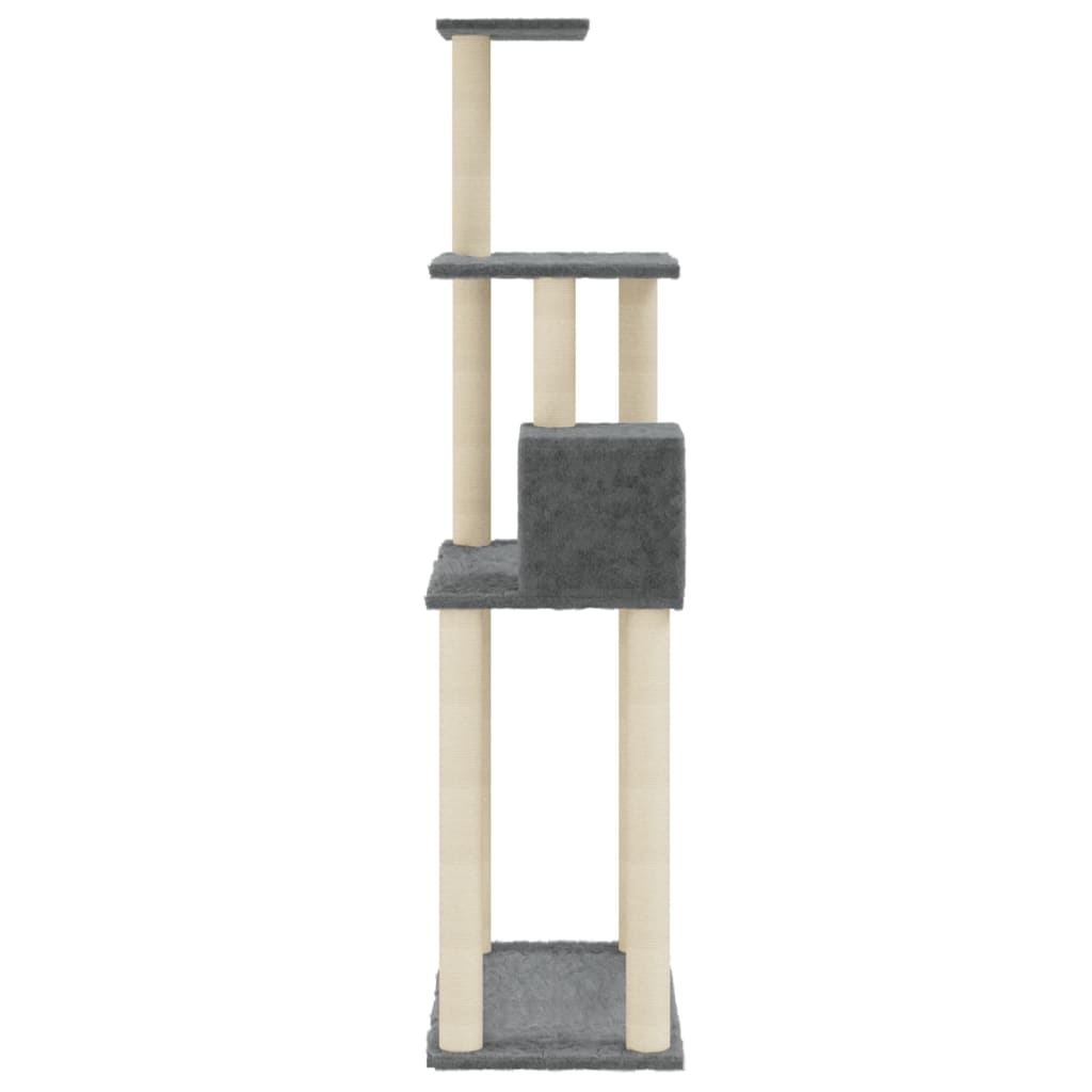 Albero Per Gatti Con Tiragraffi In Sisal Grigio Scuro 147 cm - Image 6