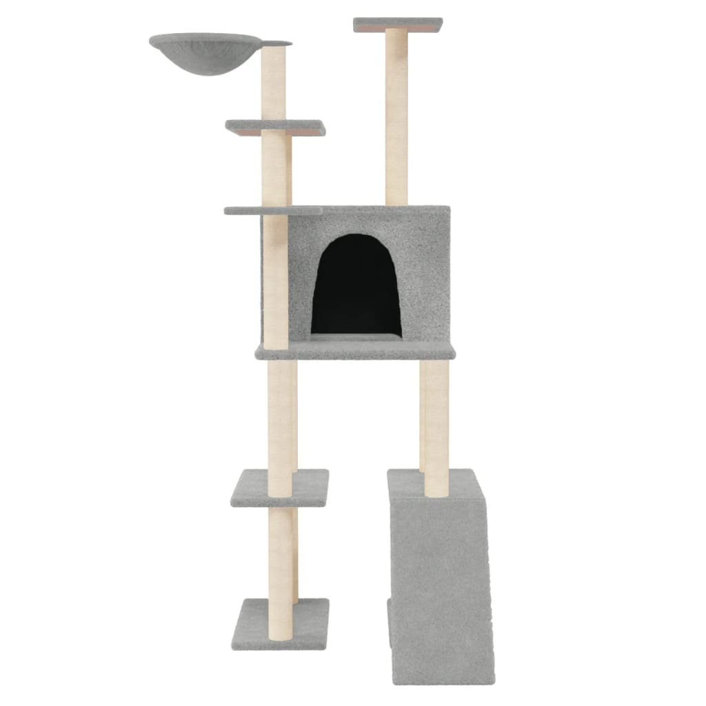 Albero Per Gatti Con Tiragraffi In Sisal Grigio Chiaro 166 cm - Image 4