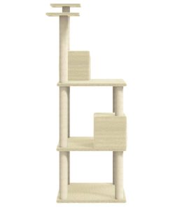 Albero Per Gatti Con Tiragraffi In Sisal Crema 141 cm