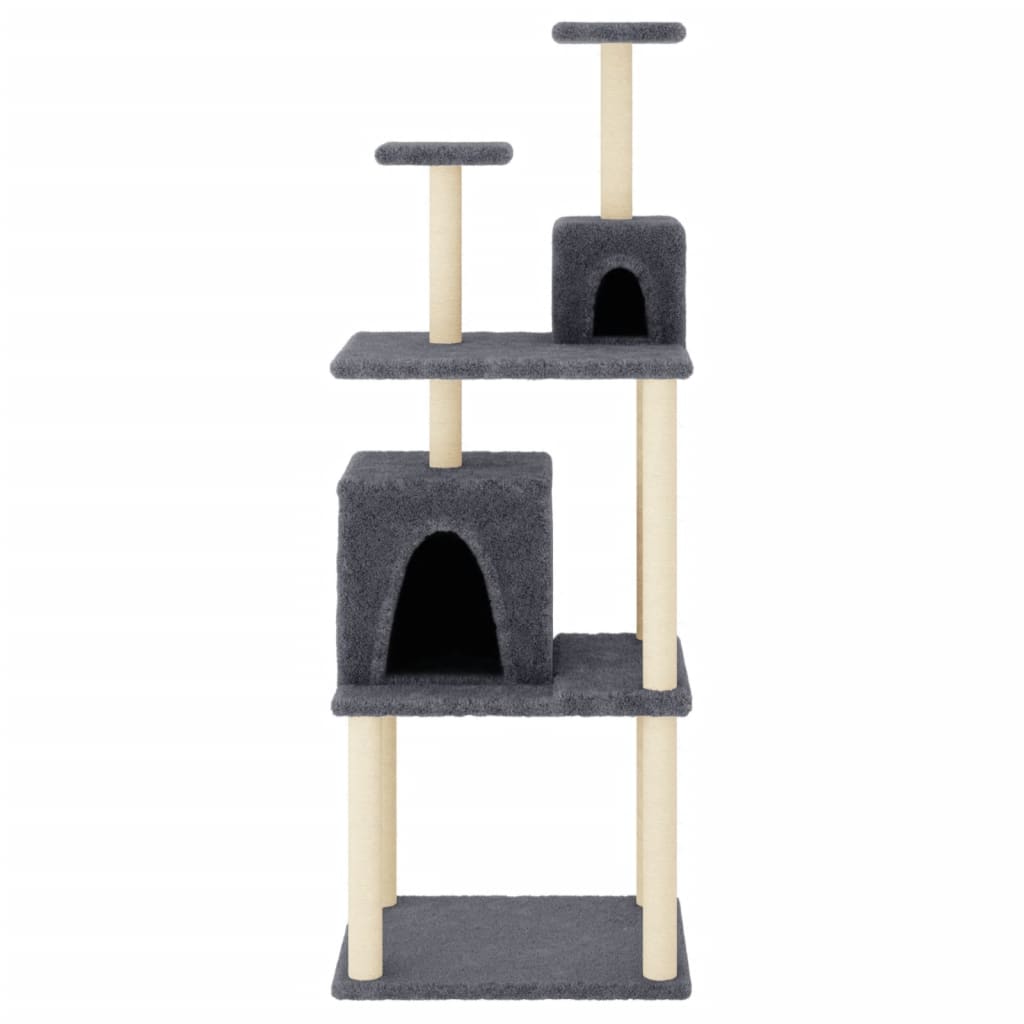 Albero Per Gatti Con Tiragraffi In Sisal Grigio Scuro 167 cm