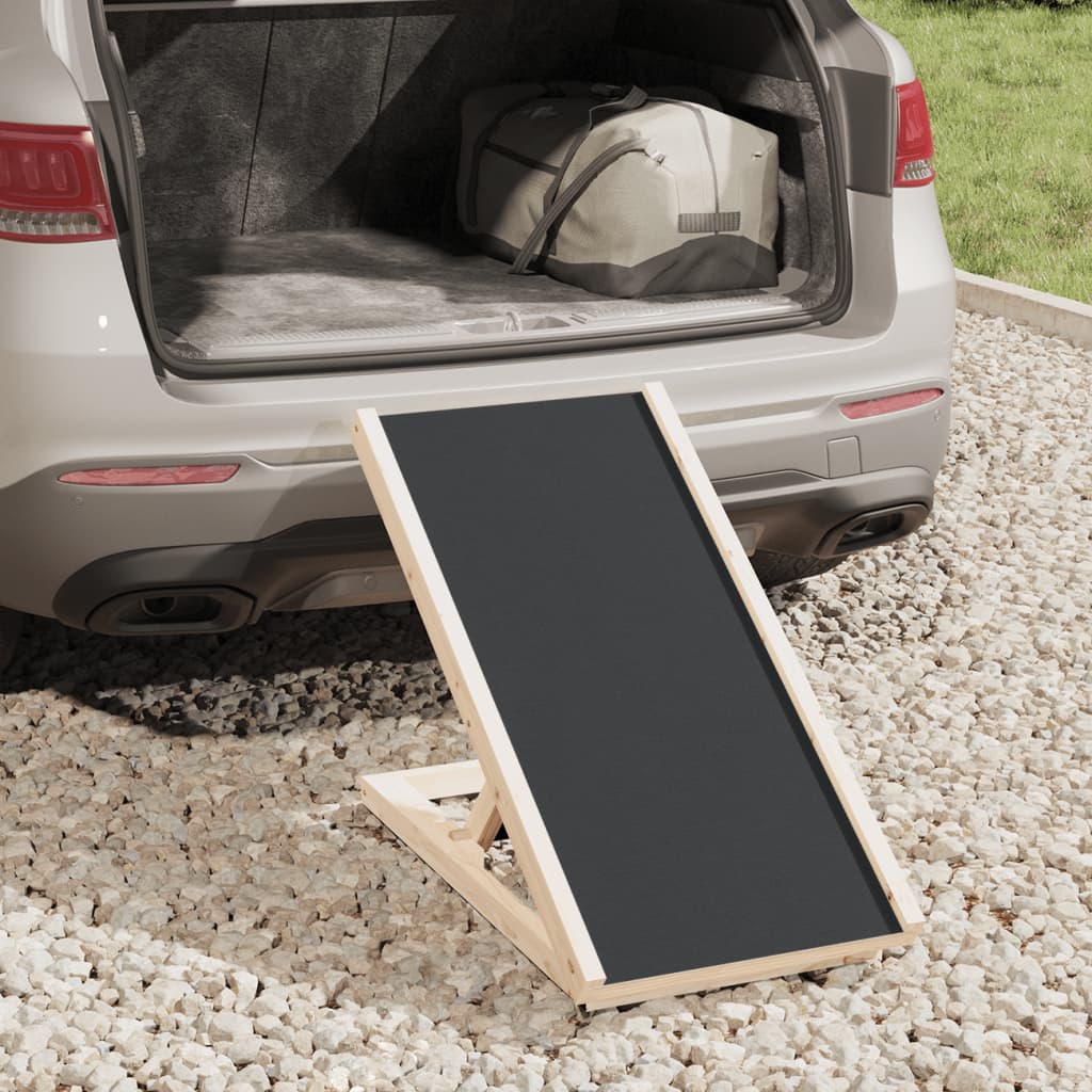 Rampa Per Cani Grigia 70x35 Cm In Legno Massello Di Abete