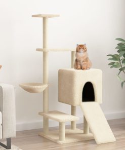 Albero Per Gatti Con Tiragraffi In Sisal Crema 130,5 cm