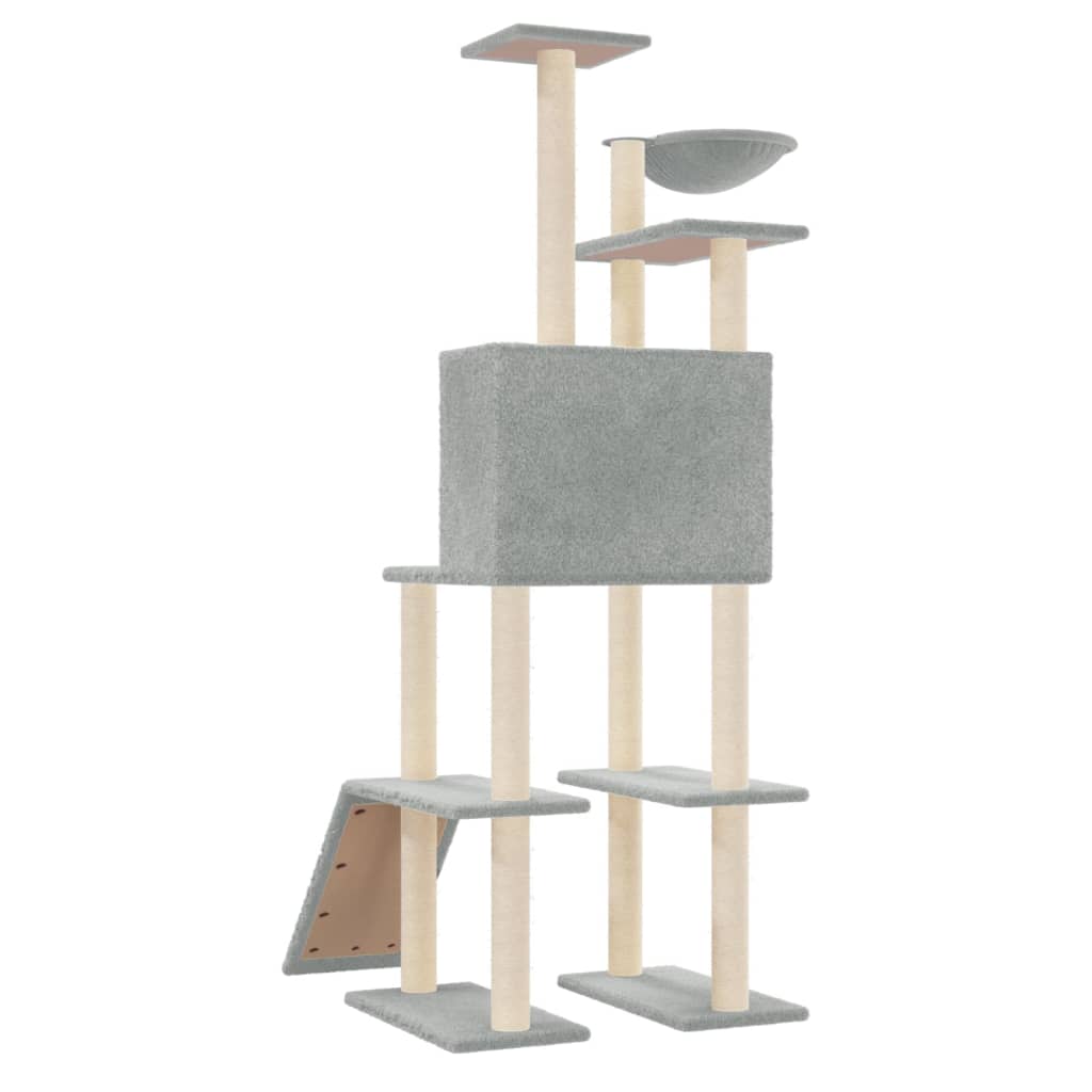 Albero Per Gatti Con Tiragraffi In Sisal Grigio Chiaro 166 cm - Image 3