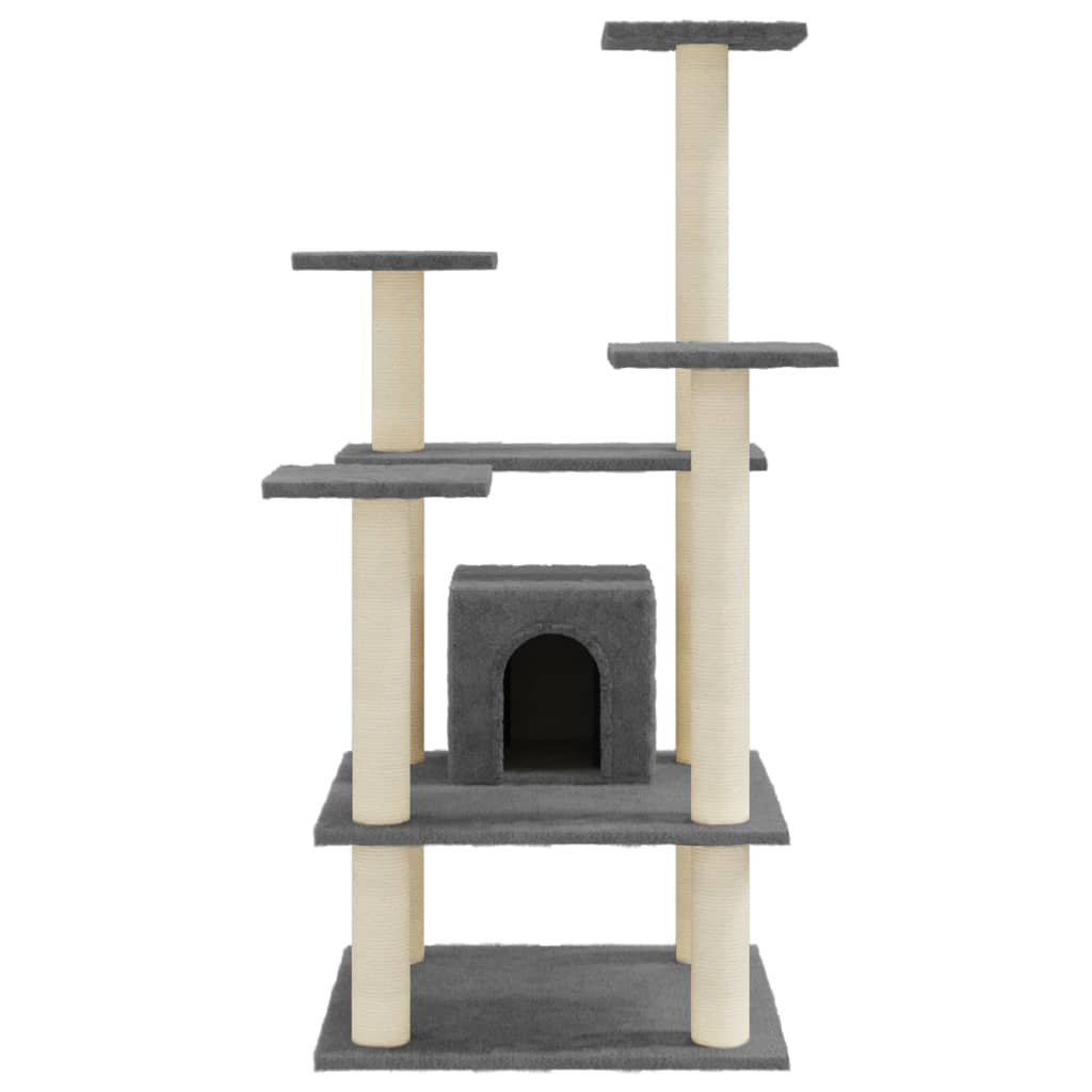 Albero Per Gatti Con Tiragraffi In Sisal Grigio Scuro 110 cm - Image 6