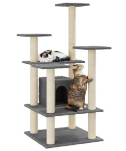 Albero Per Gatti Con Tiragraffi In Sisal Grigio Scuro 110 cm
