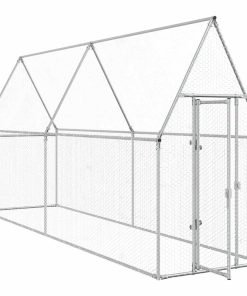 Gabbia Per Polli Argento 400x100x190 Cm In Acciaio Zincato