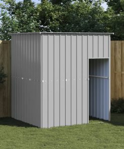 Casetta Cani Tetto Grigio Chiaro 165x153x181 Cm Acciaio Zincato