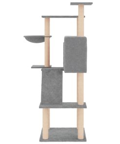 Albero Per Gatti Con Tiragraffi In Sisal Grigio Chiaro 143 cm