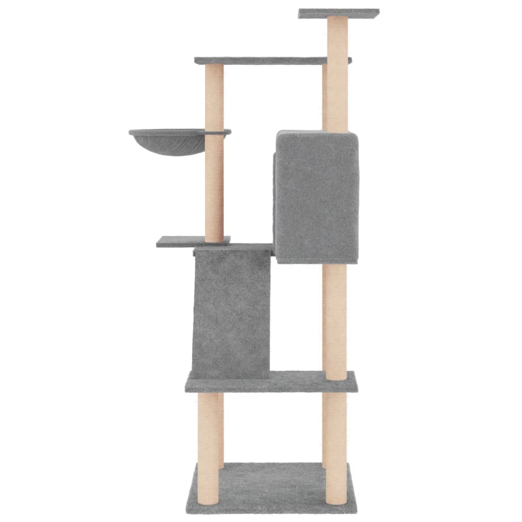 Albero Per Gatti Con Tiragraffi In Sisal Grigio Chiaro 143 cm
