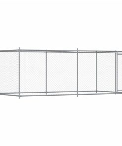 Gabbia Per Cani Con Porta Grigia 4x2x1,5 M In Acciaio Zincato