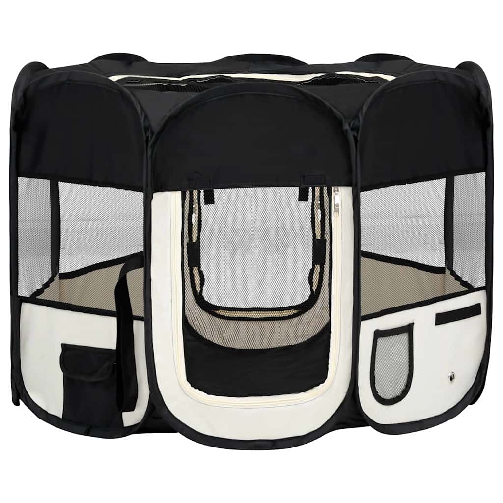 Box Per Cani Pieghevole Con Borsa Trasporto Nero 90x90x58 cm
