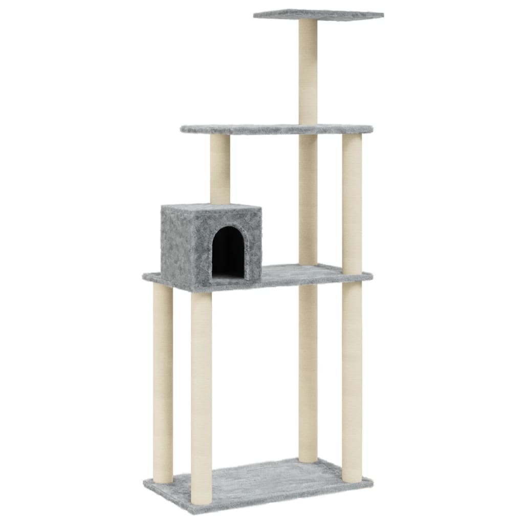 Albero Per Gatti Con Tiragraffi In Sisal Grigio Chiaro 147 cm - Image 4