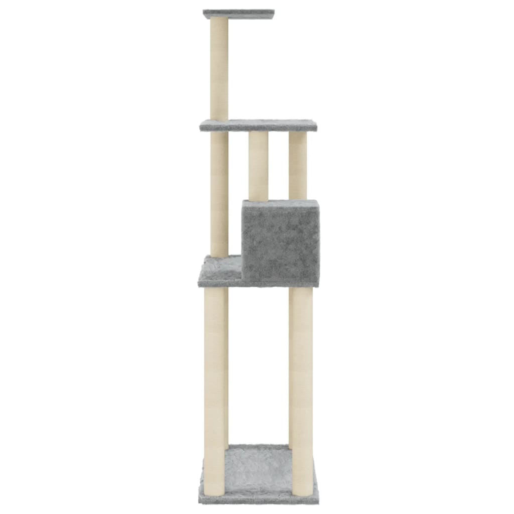 Albero Per Gatti Con Tiragraffi In Sisal Grigio Chiaro 147 cm - Image 3