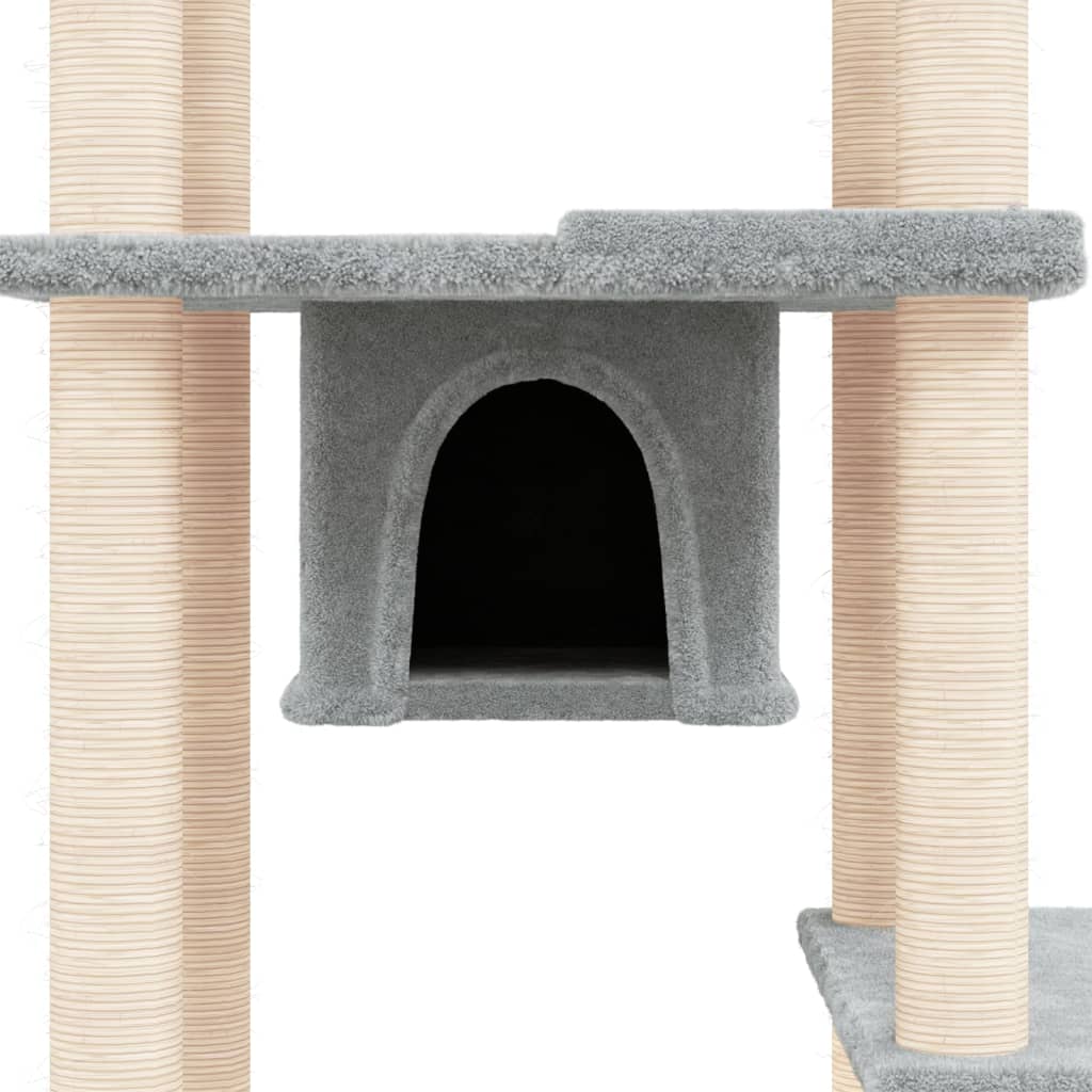 Albero Per Gatti Con Tiragraffi In Sisal Grigio Chiaro 176 cm - Image 3
