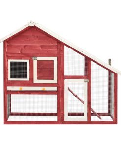 Conigliera Rosso E Bianco 140x63x120cm Legno Massello Di Abete