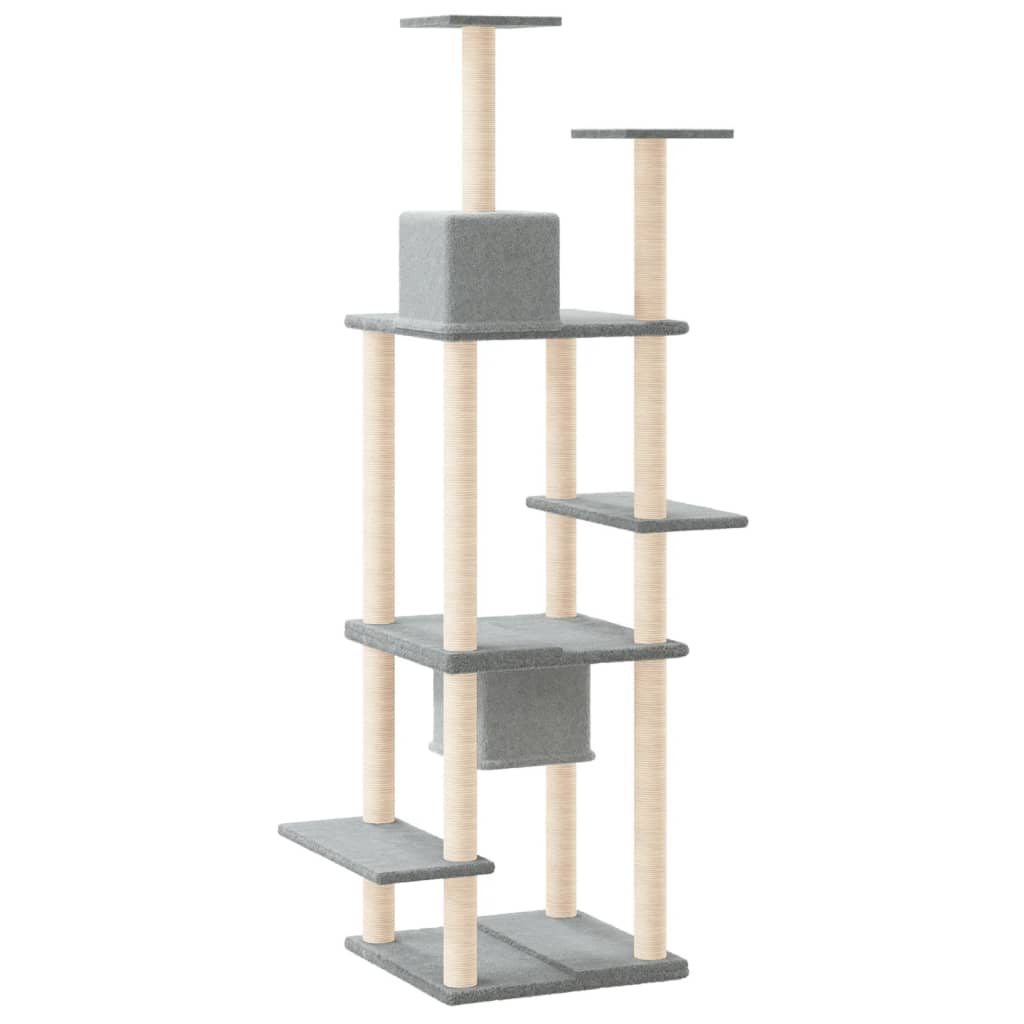 Albero Per Gatti Con Tiragraffi In Sisal Grigio Chiaro 176 cm - Image 4