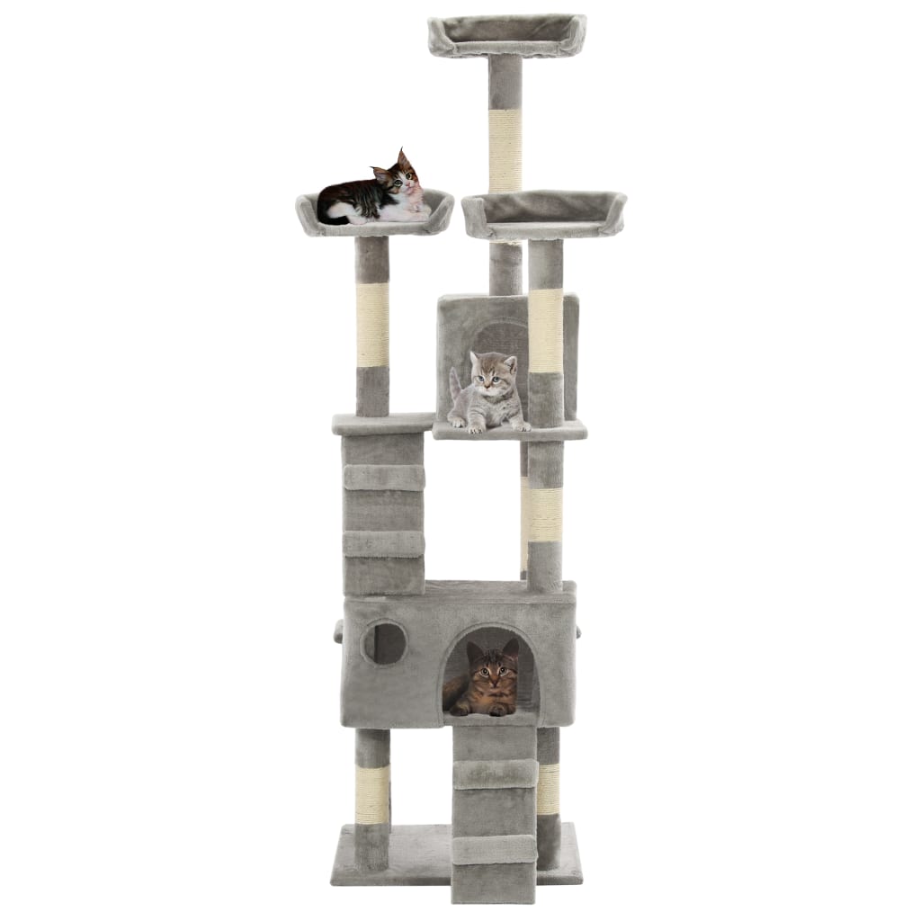 Albero Per Gatti Con Tiragraffi In Sisal 170 Cm Grigio