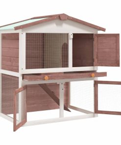 Conigliera Per Esterni Con 3 Porte Marrone In Legno