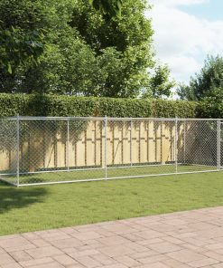 Gabbia Per Cani Con Porta Grigia 6x2x1,5 M In Acciaio Zincato