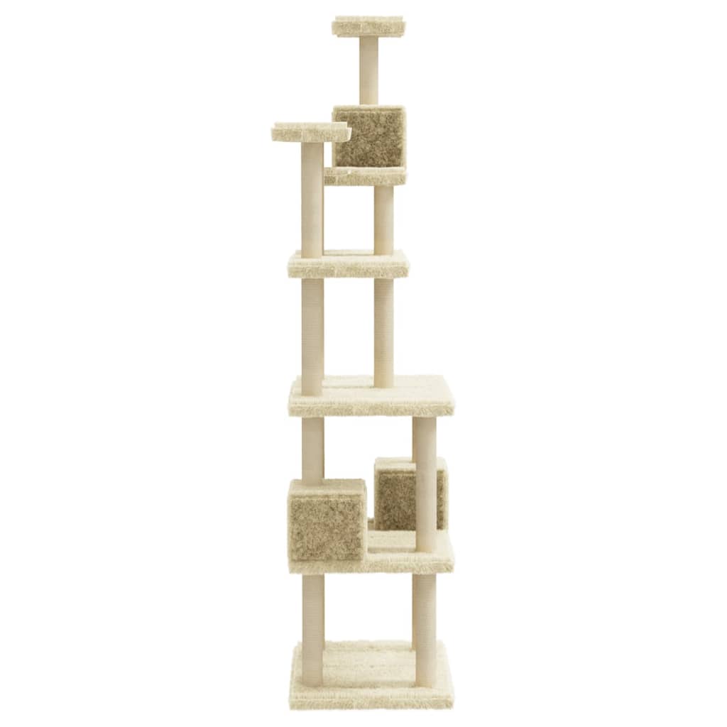 Albero Per Gatti Con Tiragraffi In Sisal Crema 188 cm - Image 4