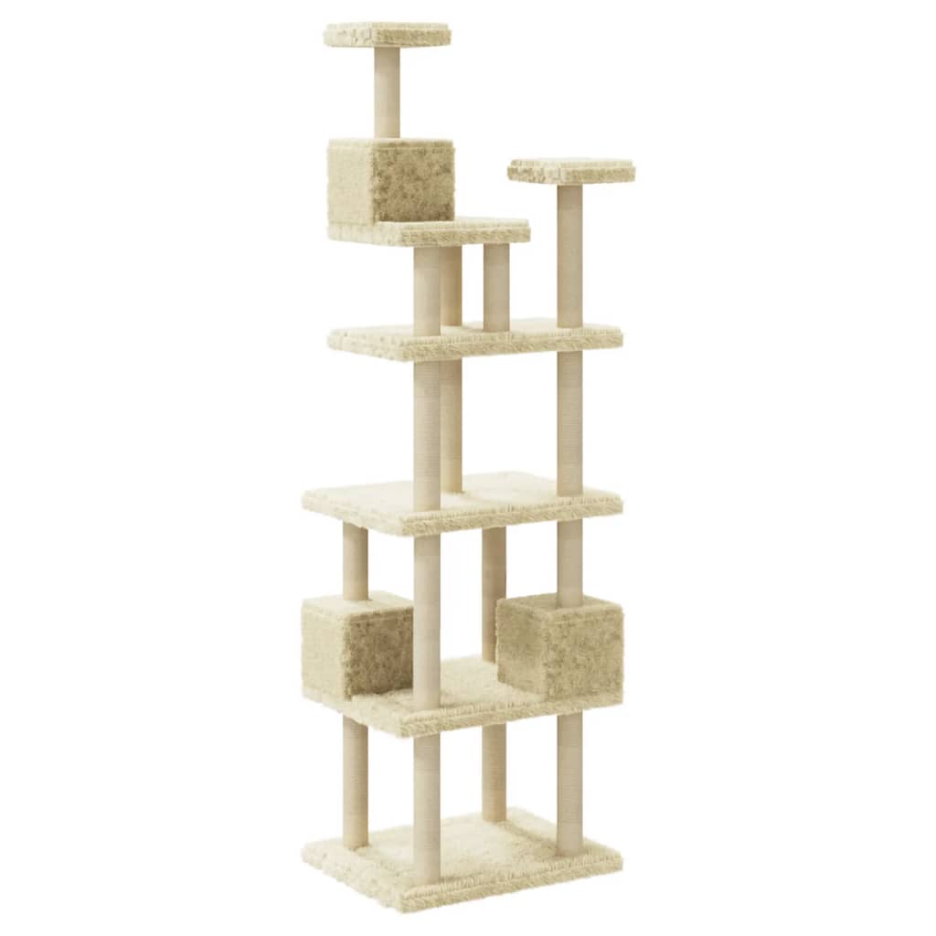 Albero Per Gatti Con Tiragraffi In Sisal Crema 188 cm - Image 2