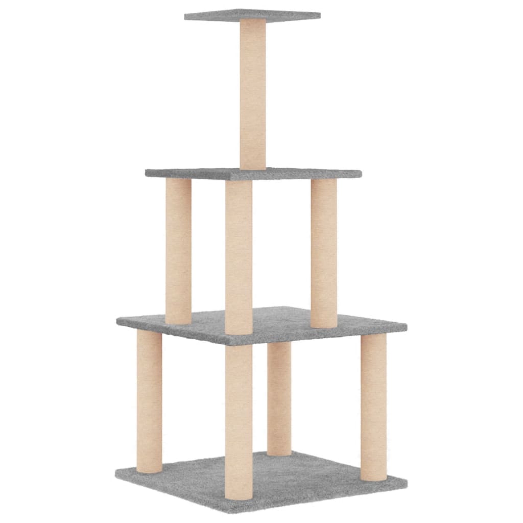 Albero Per Gatti Con Tiragraffi In Sisal Grigio Chiaro 111 cm - Image 4
