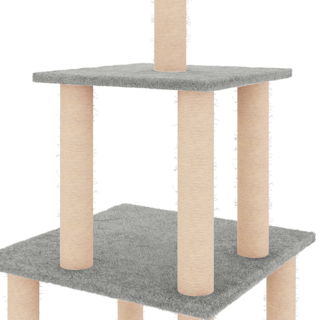Albero Per Gatti Con Tiragraffi In Sisal Grigio Chiaro 111 cm - Image 3