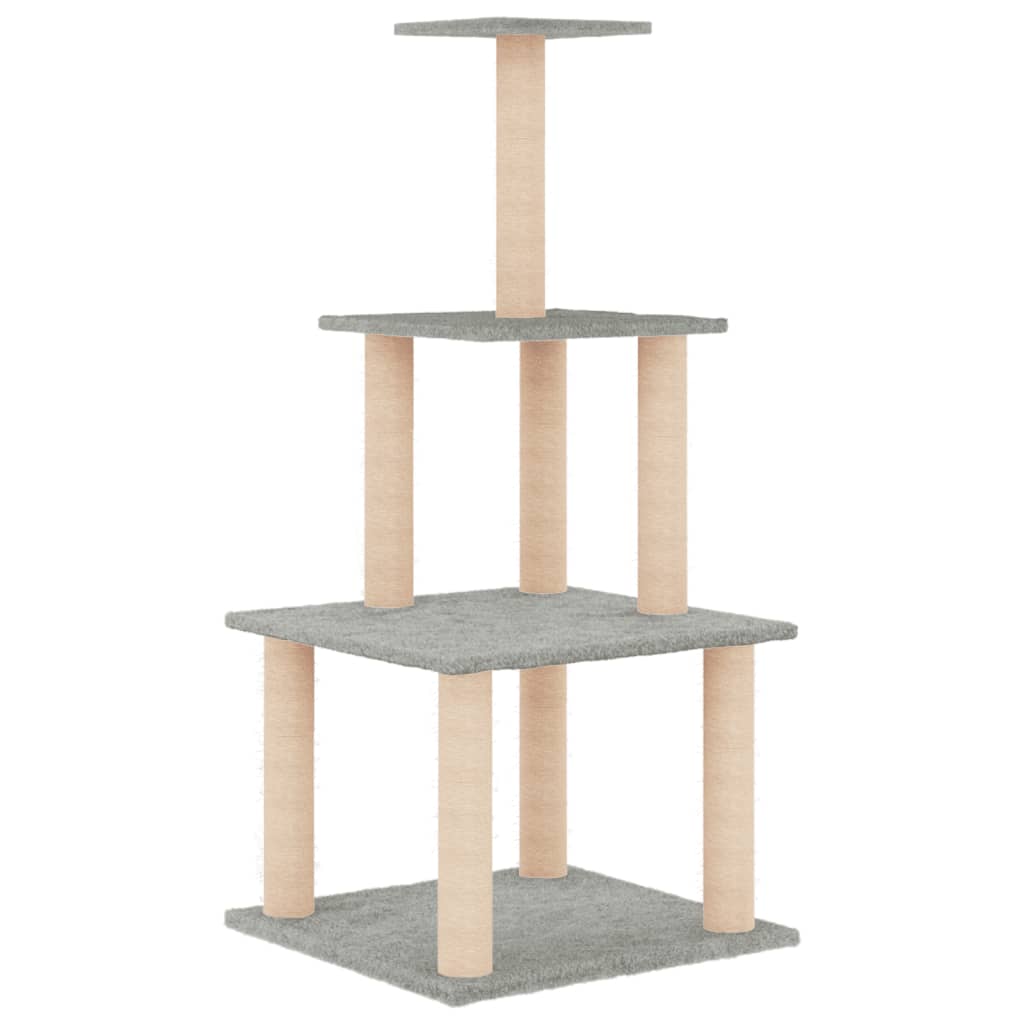Albero Per Gatti Con Tiragraffi In Sisal Grigio Chiaro 111 cm - Image 5