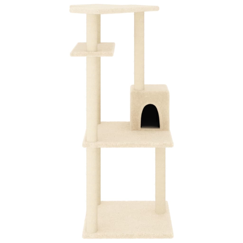 Albero Per Gatti Con Tiragraffi In Sisal Crema 123 cm