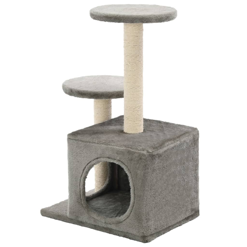Albero Per Gatti Con Pali Tiragraffi In Sisal 60 Cm Grigio