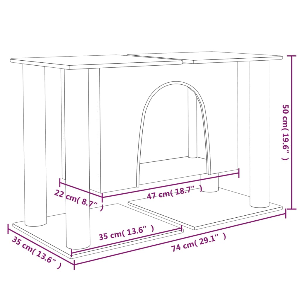 Albero Per Gatti Con Tiragraffi In Sisal Grigio Chiaro 50 cm - Image 6