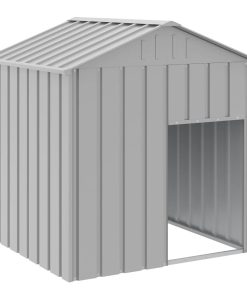 Casetta Cani Tetto Grigio Chiaro 117x103x123 Cm Acciaio Zincato