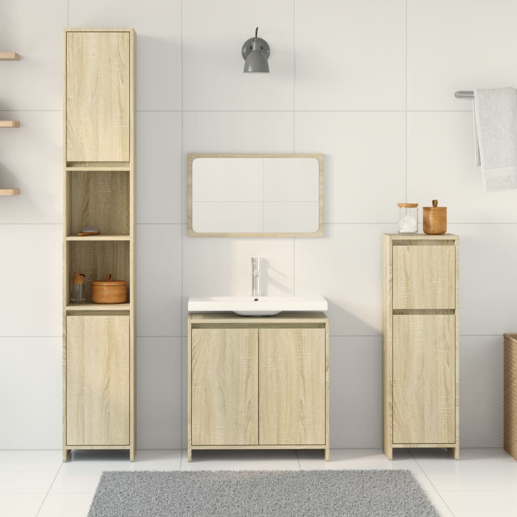 Set Mobili Da Bagno 4 Pz Rovere Sonoma In Legno Multistrato