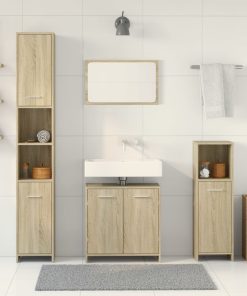 Set Mobili Da Bagno 4 Pz Rovere Sonoma In Legno Multistrato