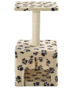 Albero Per Gatti E Tiragraffi Sisal 55 Cm Zampe Stampate Beige