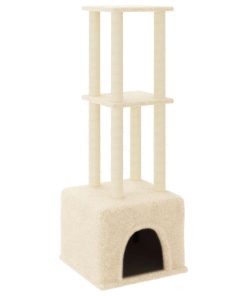 Albero Per Gatti Con Tiragraffi In Sisal Crema 133,5 cm