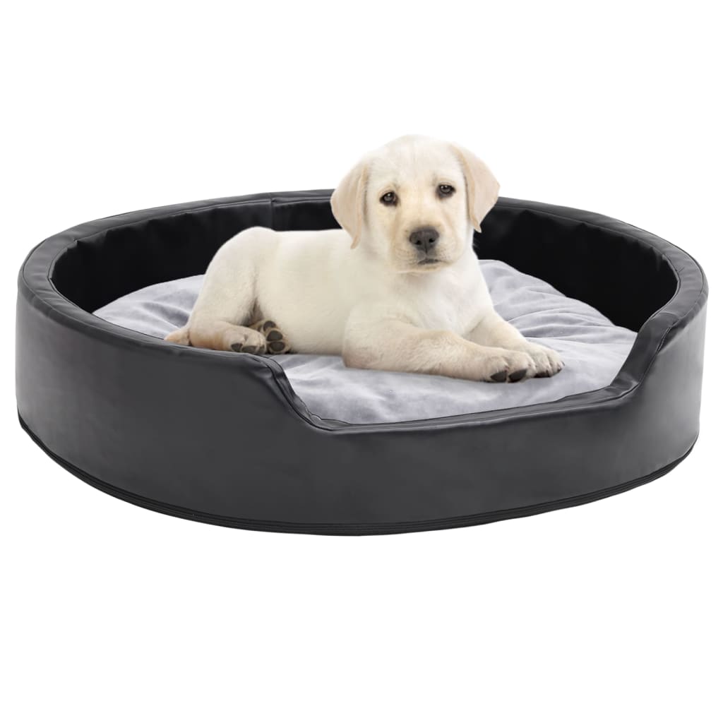 Lettino Per Cani Nero E Grigio 79x70x19 Cm Peluche E Similpelle