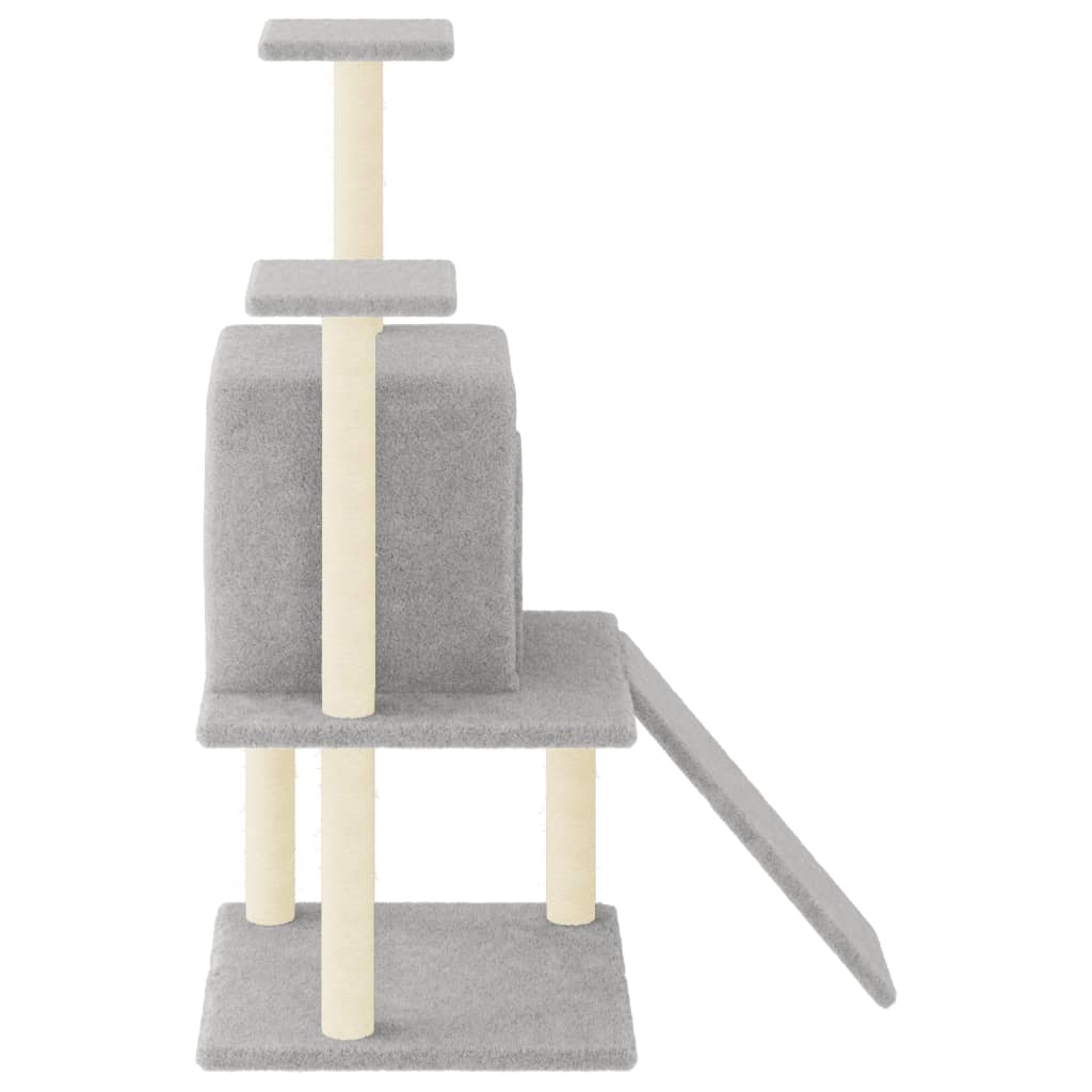 Albero Per Gatti Con Tiragraffi In Sisal Grigio Chiaro 110 cm - Image 4