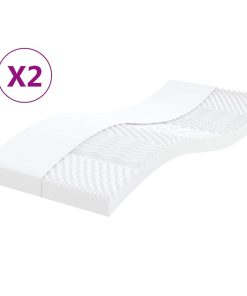 Materassi In Schiuma 2pz Bianchi 100x200cm 7 Zone Durezza 20ild