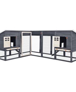 Conigliera Per Esterni Grigia E Bianca In Legno Di Abete