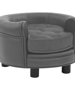 Divano Per Cani Grigio 48x48x32 Cm In Peluche E Similpelle