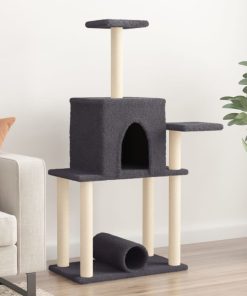 Albero Per Gatti Con Tiragraffi In Sisal Grigio Scuro 122 cm