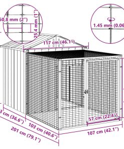 Gabbia Per Polli Con Recinto Antracite 117x201x123 Cm In Acciaio Zincato