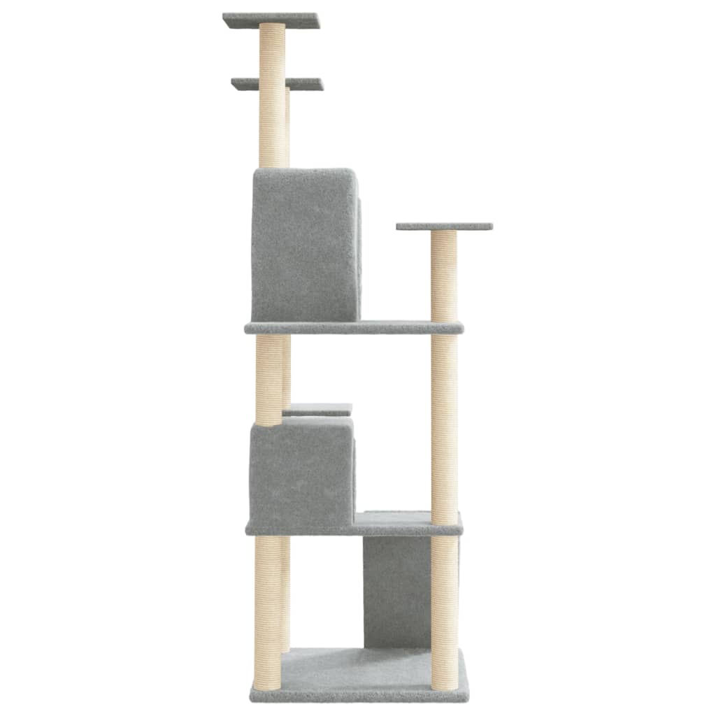 Albero Per Gatti Con Tiragraffi In Sisal Grigio Chiaro 153 cm - Image 4