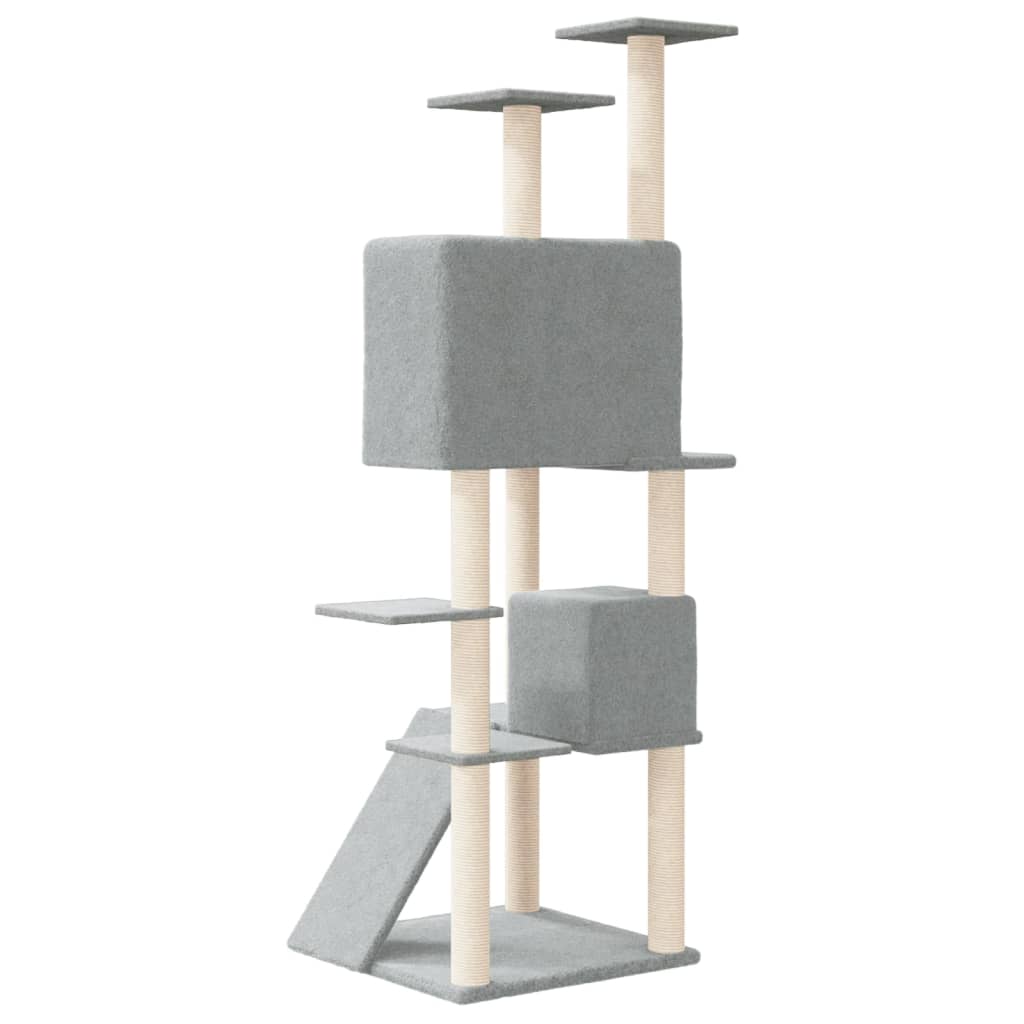 Albero Per Gatti Con Tiragraffi In Sisal Grigio Chiaro 153 cm - Image 3