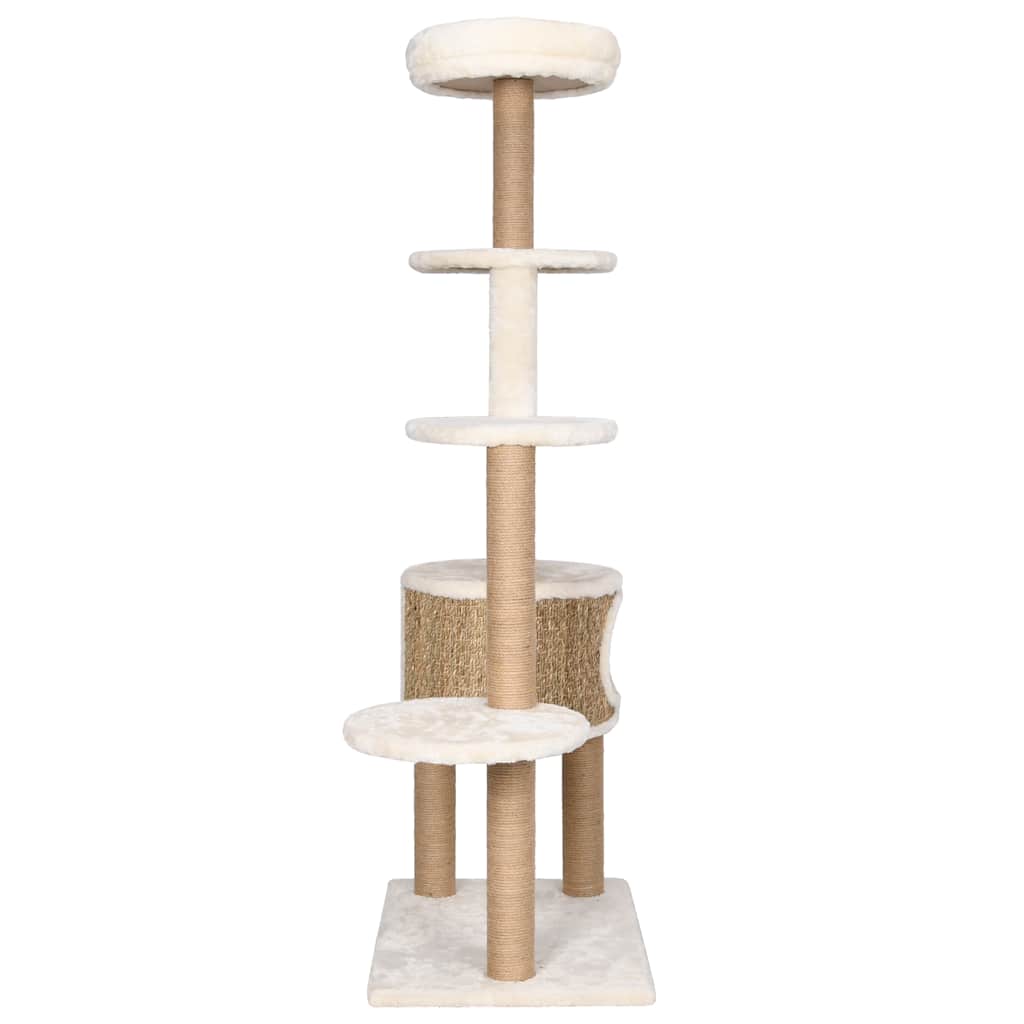 Albero Per Gatti Con Cuscino Lusso E Tiragraffi 148cm In Giunco