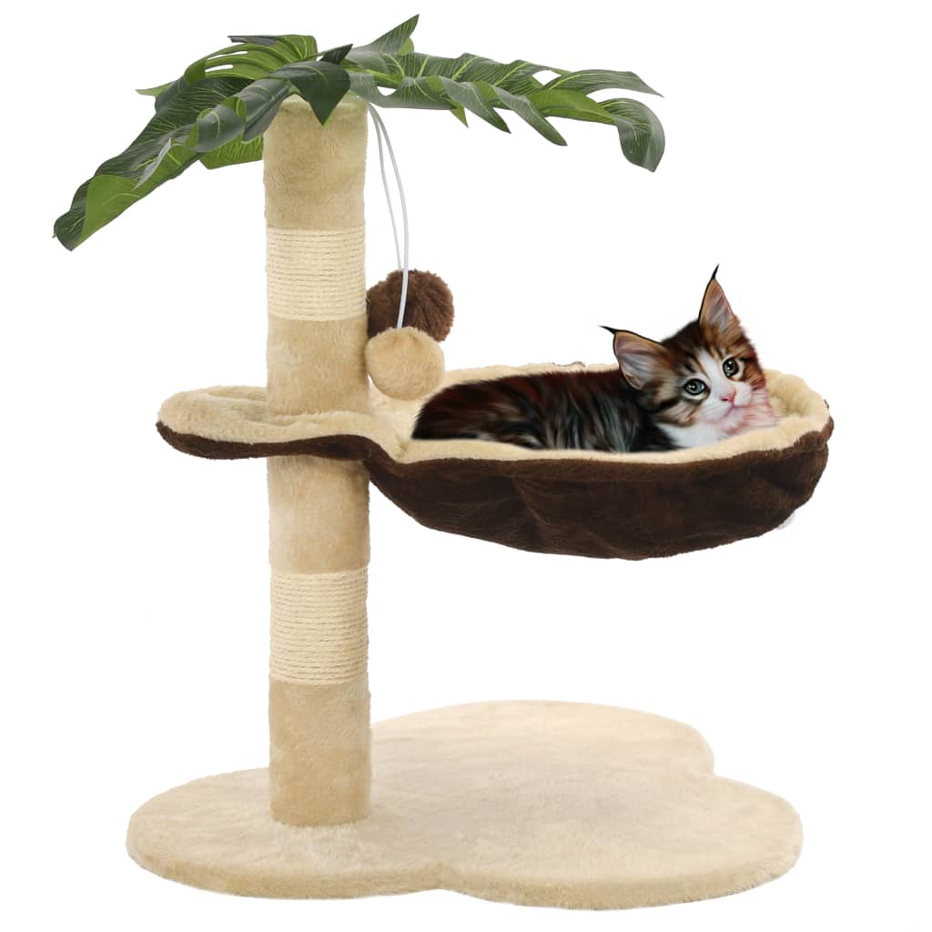 Albero Per Gatti Con Tiragraffi In Sisal 50cm Beige E Marrone - Image 3