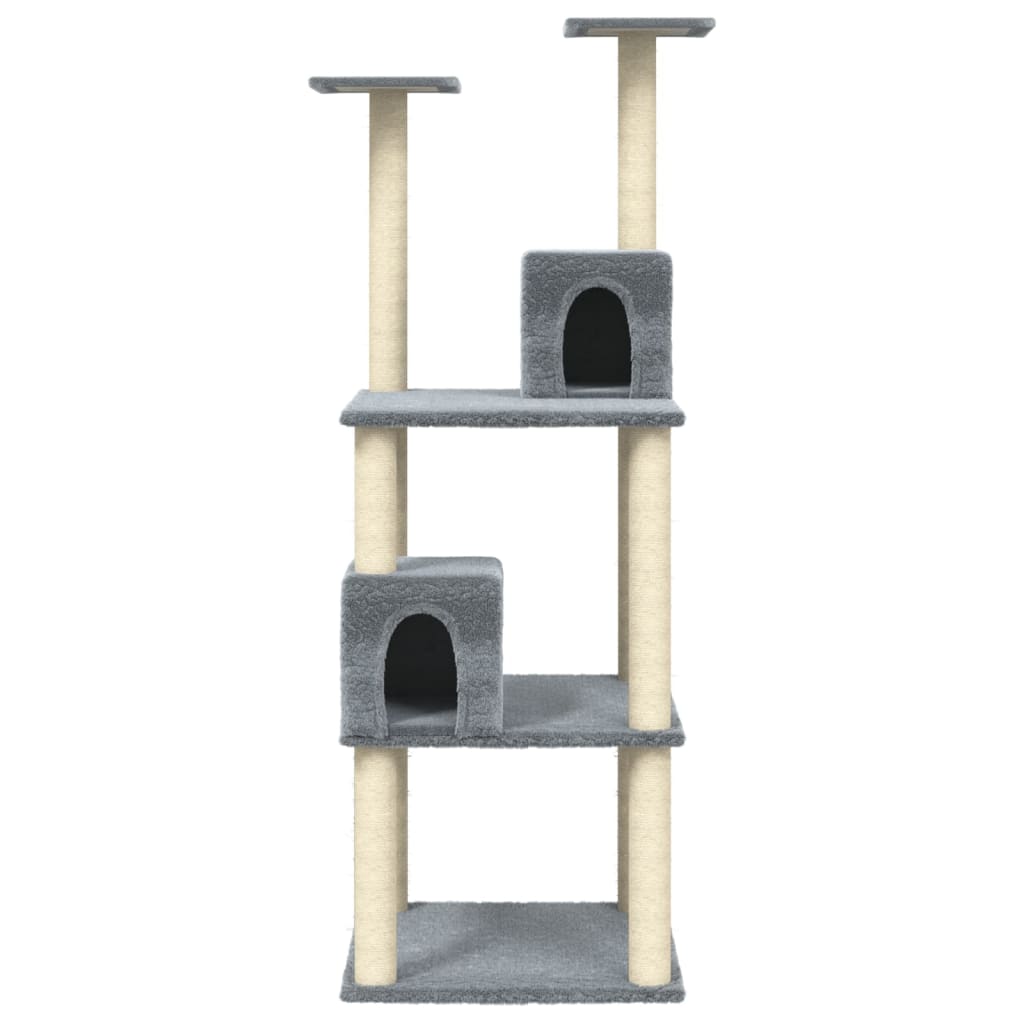 Albero Per Gatti Con Tiragraffi In Sisal Grigio Chiaro 141 cm - Image 4