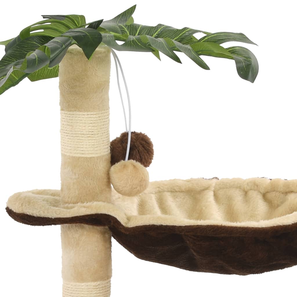Albero Per Gatti Con Tiragraffi In Sisal 50cm Beige E Marrone - Image 4