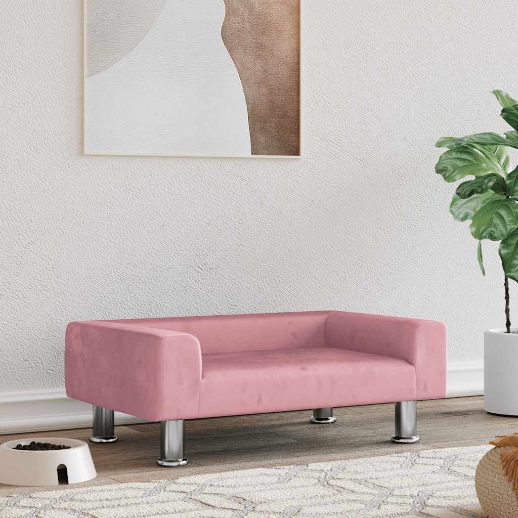 Lettino Per Cani Rosa 70x45x26,5 Cm In Velluto